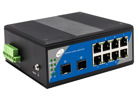 สวิตช์ POE ไฟเบอร์ L2 ที่มีการจัดการพร้อม 8 POE Ethernet และ 2 พอร์ต SFP, สวิตช์ POE แบบติดตั้งบนราง Din