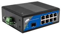 1 SFP 8 UTP 1000Mbps 48V 8 พอร์ต Media Converter Switch POE Industrial