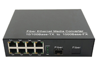 Fiber Media Converter พร้อม 10 / 100mbps หรือ 10/100 / 1000mbps 1 SFP Fiber และ 8RJ45