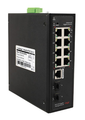 L2 บริหารอุตสาหกรรม BT PoE SFP Switch 10 Port เต็ม Gigabit Dual DC Power Input Din Rail