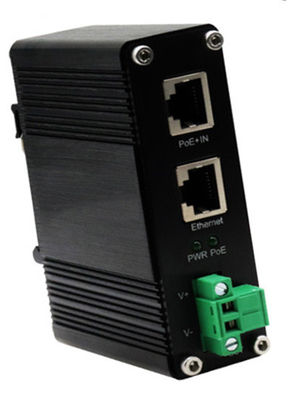 DIN-Rail Industrial 802.3at Gigabit PoE Splitter ความดันออก 9VDC
