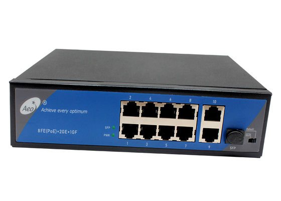 IP40 Ethernet Fiber Switch อุตสาหกรรม 1 Gigabit SFP และ 2 Gigabit Uplink Ports และ 8 10/100M POE Ports