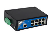250m Industrial POE Media Converter 1 Gigabit Uplink Ethernet 8 พอร์ต POE 10 / 100M