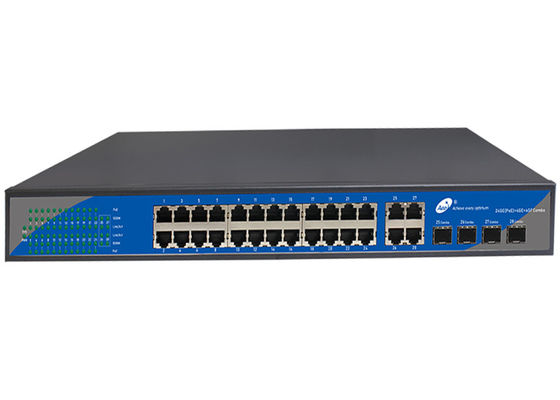 Gigabit 24 Port POE Switch พร้อม 24 POE Ports และ 4 Uplink Ports และ 4 SFP Slots