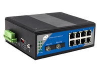 IEE802.3 IP40 Fiber Ethernet Media Converter พร้อมไฟเบอร์ 2 พอร์ตและพอร์ต POE 8 พอร์ต