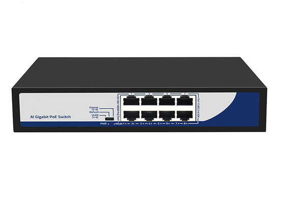 8 พอร์ตสวิตช์ Gigabit PoE แบบเต็มพร้อม PoE Watchdog VLAN QoS สำหรับกล้องวงจรปิด