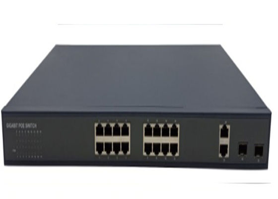 สวิตช์ไฟเบอร์ POE SFP พลังงานสูง 16 พอร์ต POE 2 พอร์ต SFP 2 พอร์ตอัปลิงค์