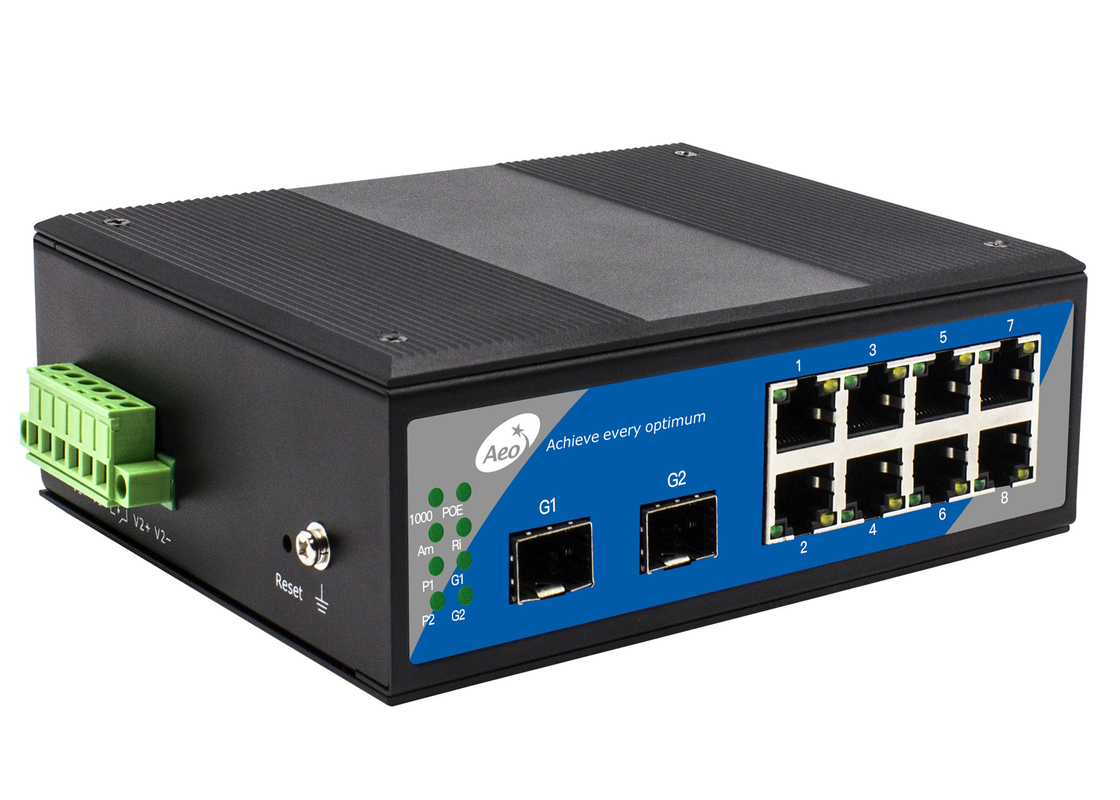 240V Power Over POE Ethernet Switch 2 สายไฟเบอร์ และ 8 สายไฟเบอร์