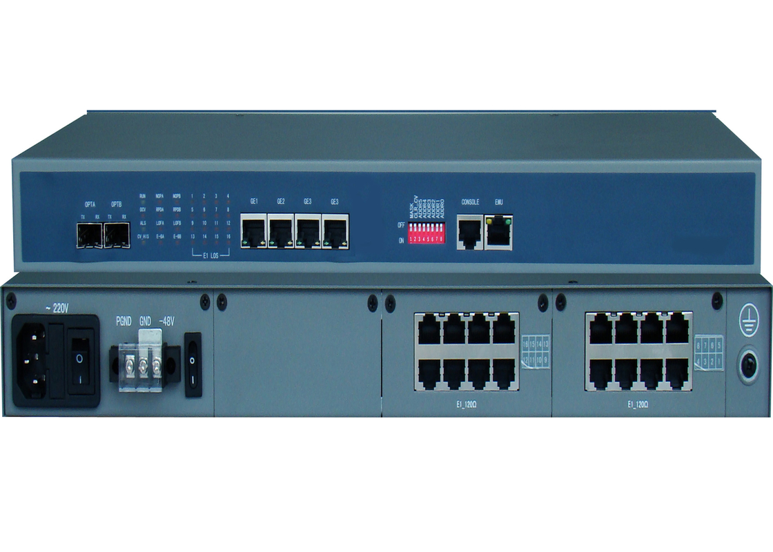 เครื่องแปลงสื่อไฟเบอร์ E1 พร้อม 4/8/16 Port E1 และ 4 Port Ethernet และ 2 Port SFP