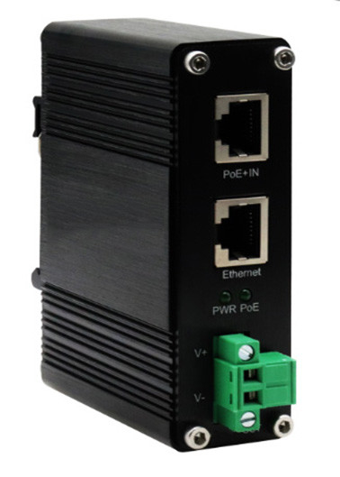 DIN-Rail Industrial 802.3bt Gigabit PoE++ Splitter ความแรงออก 24VDC