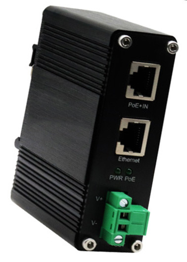 DIN-Rail Industrial 802.3at Gigabit PoE Splitter ความแรงออก 12VDC